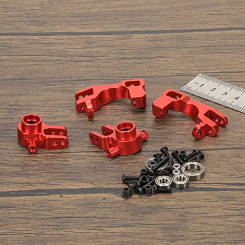 RCAWD Aluminum Caster Blocks (c-hubs) & Steering Blocks for 1/10 Traxxas Slash Rustler Stampede Hoss 4x4,Upgrade Replacement of 6832 6837 Hop Ups(Red)