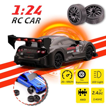 1:24 Scale RC Drift Car,4WD 2.4GHz High Speed Racing Hobby Sport Toy Car Vehicle with LED Lights,Racing and Drift Wheels for Adult Boys Girls Kids Gift (8601-Black) - color: 8601-black