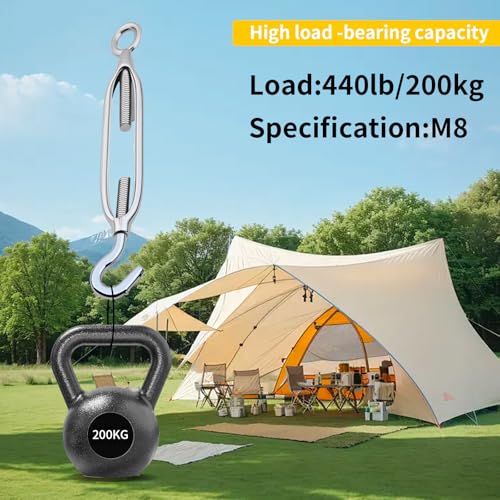 Stainless Steel Turnbuckle Kit, 10PCS Adjustable Turnbuckle Tensioner for Metal Cable Wire, Hook and Eye Tensioners for Shade Sails, Heavy Duty,Rust-Proof,5/16 inch (M8) - style: M8