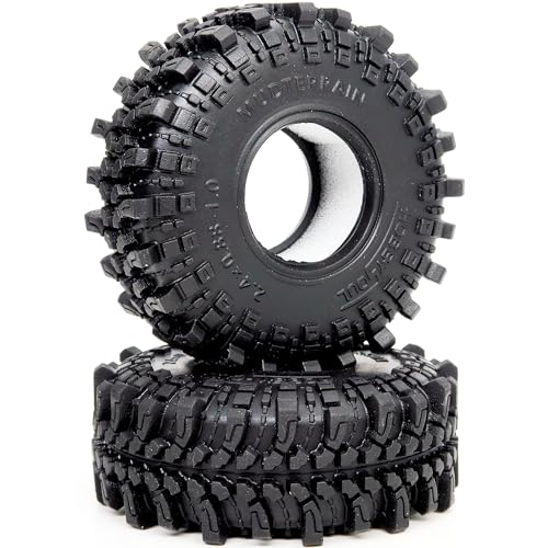 2pcs 1.0 Tires 61 * 22.4mm Soft Sticky Mud Crawler Tyre For RC 1/18 TRX4M 1/24 SCX24 AX24 FCX24 Enduro24 Upgrades, (2-Pack)