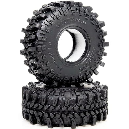 2pcs 1.0 Tires 61 * 22.4mm Soft Sticky Mud Crawler Tyre For RC 1/18 TRX4M 1/24 SCX24 AX24 FCX24 Enduro24 Upgrades, (2-Pack)