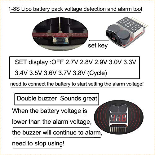 1-8s Lipo Battery Voltage Tester Low Voltage Buzzer Tester for RC Lipo Battery Pack