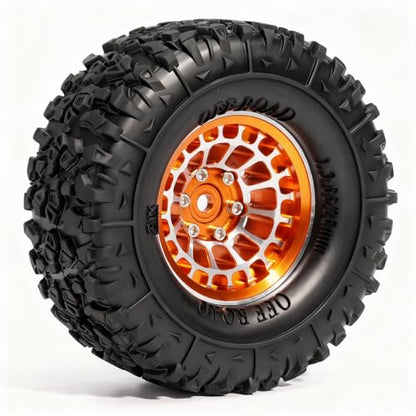 1.3” Aluminum Beadlock Wheels, -4.53mm Offset CNC 7 mm Hex Rims for 1/18 1/24 RC Crawler TRX4M, Axial SCX24 AX24, Redcat Ascent-18, FMS FCX24, 4 pcs, Orange - color: Orange