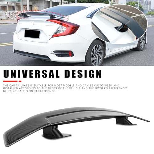 JMTBNO 46Inch Universal Rear Spoiler, Carbon Fiber ABS Sport Style Racing Spoiler Truck Wing Lightweight,Rear Trunk Spoiler Wing Lid Tail Deck Spoiler Fit for Sedan Coupe Hatchback - color: Carbon Fiber