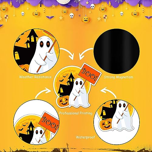 QODOLSI 12 Pieces Halloween Stickers, Bat Decals, Pumpkin Ghost Decals, Halloween Party Refrigerator Stickers Pumpkin Stickers, for Locker Garage Door Decorative