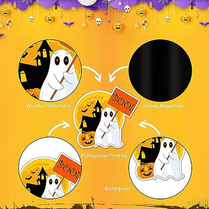 QODOLSI 12 Pieces Halloween Stickers, Bat Decals, Pumpkin Ghost Decals, Halloween Party Refrigerator Stickers Pumpkin Stickers, for Locker Garage Door Decorative