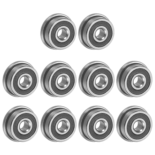 uxcell F623-2RS Flanged Ball Bearing 3x10x4mm Double Sealed Chrome Steel Flange Bearings, 10pcs - size: F623-2RS
