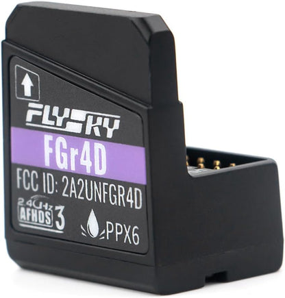 Flysky FGr4D Receiver 4CH Receiver 2.4G AFHDS3 for FS-NB4/PL18/EL18 | AFHDS 3 Protocol, 4‑channel Two‑way, 4 Newport Ports: i‑BUS2/S.BUS/i‑BUS/PPM, PPX6 Nano Waterproof, For NB4/PL18/EL18