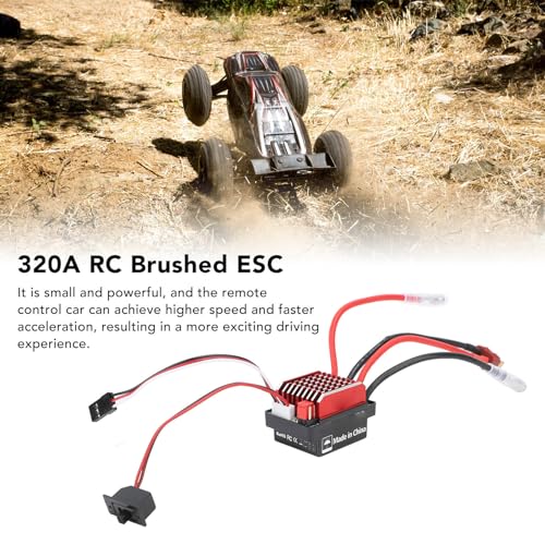 Brushed Electronic Speed Controller, 320A Two Way with Brake, High Current ESC for 1/10 Scale RC Car Boat Off-Road Racing Hobbyist Marine Applications