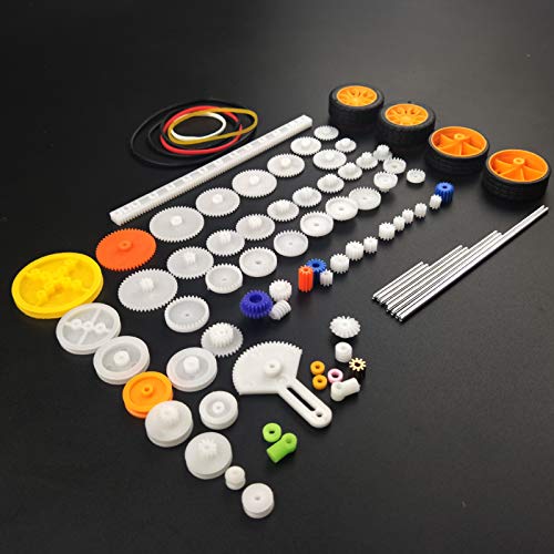 EUDAX 82 pcs Plastic Gear Package Kit - DIY Gear Assortment Accessories Set for Toy Motor Car Robot Various Axle Belt Bushings