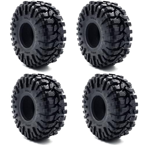 1.9 Crawler Tires RC Tires RC Rubber Tyre Set for 1/10 RC Crawler | RC Crawler Tyre with Foam Insert for SCX10 90046 SCX10 UTB18 TRX4 TRX6 Redcat Gen8 7VS4-10,Soft Rubber,Wear-resistant