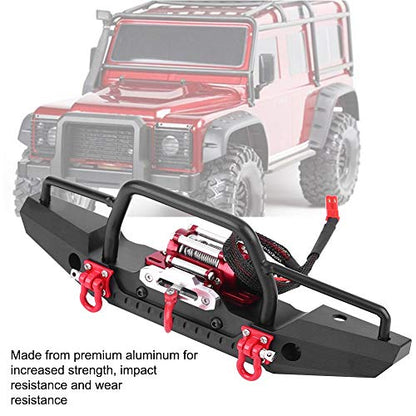 FOSA RC Car Front Bumper with Winch, Front Bumper with Winch Remote Controller for -4 RC Car Crawler Upgrade Part