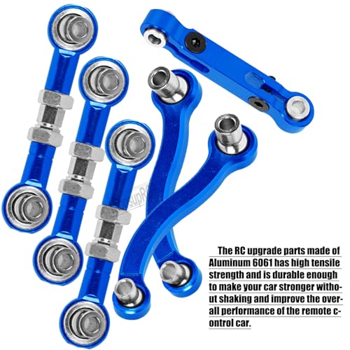 RC Aluminum Metal Turnbuckle Camber Links Toe Links with Rod Ends Steering Linkage Set Upgrade Parts for 1/18 LaTrax Teton,Desert Prerunner.Navy Blue(Replace 7636) - color: Blue(7pcs)