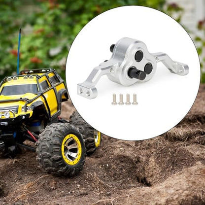 harayaa Model Car Transfer Case RC Rock Aluminum Alloy Car Gearbox Chassis Assembly Adjustable Carrier Bearing Metal Lightweight Crawler Replacement Suitable, Silver - color: Silver