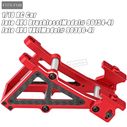 RC Rear Wing Mount w/Washer Upgrades Part for 1/10 Jato 4X4 Brushless,Jato 4X4 VXL,Alloy Aluminium Wing Mount w/ Carbon Fibre Washer,Replace #9046 #9617,Red - color: Red(1set)