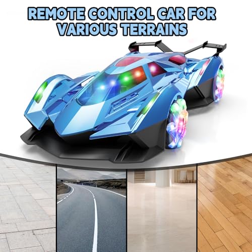 SASBSC Remote Control Car for Boys 4-7 8-12 Drift Rc Cars with 360° Rotation, Spray, Music & Lights 1:12 Rechargeable Rc Car Toys 10-12km/h Sport Race Toy Cars Gifts for Kids (Blue) - color: Blue