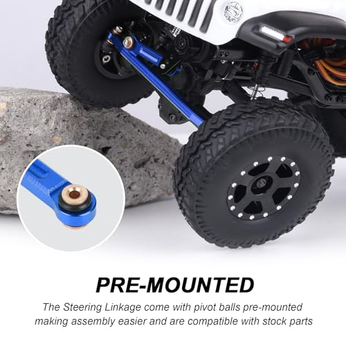 Hobbypark Aluminum Steering Rod Tie Links High-Tightening Linkage for Axial SCX24 Gladiator Bronco C10 JLU Deadbolt B17 1/24 RC Crawler (Blue) - color: Blue