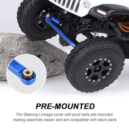 Hobbypark Aluminum Steering Rod Tie Links High-Tightening Linkage for Axial SCX24 Gladiator Bronco C10 JLU Deadbolt B17 1/24 RC Crawler (Blue) - color: Blue