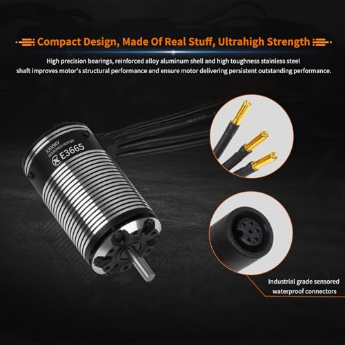 XC E3665 Sensored Brushless Motor for RC Car,2-4S Lipo,IP67 Water Proof,Applicable to:1/10 Short Course,Trucks,Monster (2500KV) - style: 2500KV