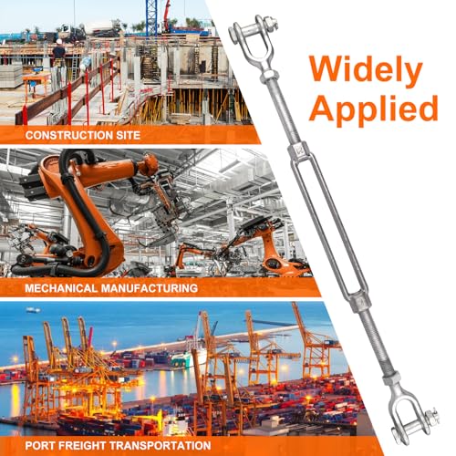 1/2 x 9 Inch Turnbuckle Forged Galvanized Steel Jaw and Jaw Turnbuckles for Cable Rail Rigging Rope Chain, 2,200 lbs Working Load Limit, 2PCS (1/2" X 9") - size: 1/2" X 9"