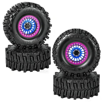 RC 2.2" Beadlock Wheel and Tires Set for 1/8 1/10 TRX4 TRX6 SCX10 II III D90 90046 Gen8 MST VS4-10 CFX Crawler Car,(4PCS) RC Wheels Rims&2.2 Beadlock Wheel Tires,Navy Blue - color: Navy Blue(2.2 Tires Wheels)