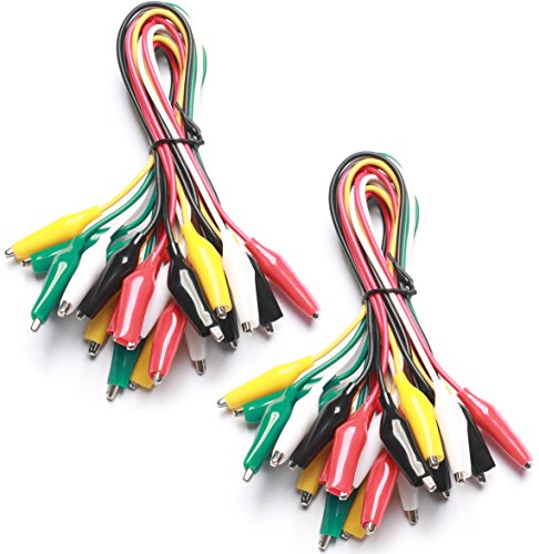 WG-026 10 Pieces and 5 Colors Test Lead Set & Alligator Clips,20.5 inches / 22 AWG Wire (2 Pack) - size: 2 PACK