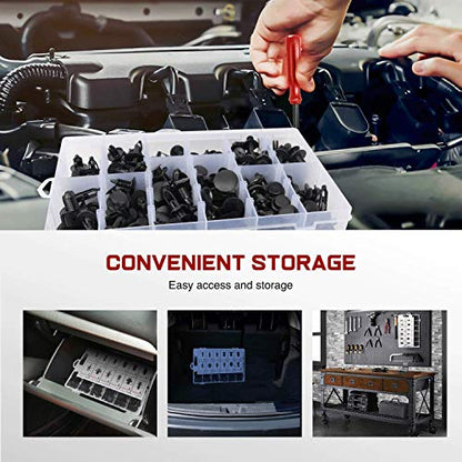 Nilight 240PCS Bumper Retainer Clips, Car Plastic Rivets Fasteners Remover Push Retainer Kit -Door Trim Panel Clips for Toyota GM Ford Honda Acura Chrysler,2 Years Warranty - color: 240Pcs Clips + Remover