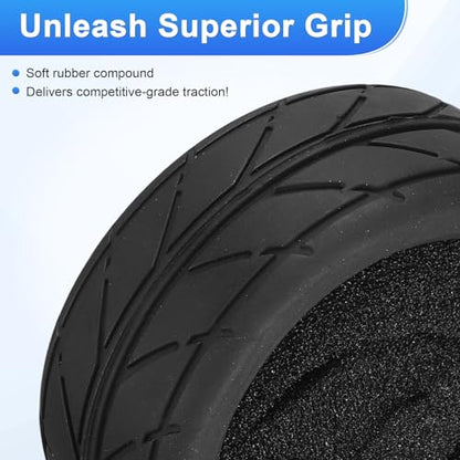 uxcell 2Pcs Soft Rubber RC On-Road Car Tyres D6-Type Sponge Inside for RC 1/10 HSP Tires Scale Touring On-Road Racing DIY Model Car- 62mm(2.44") OD x 26mm(1") Width, Black