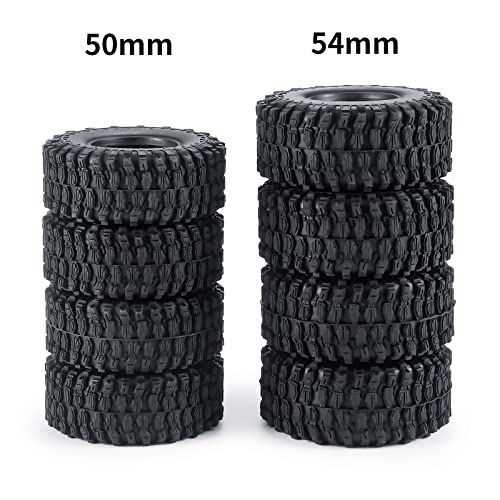 SWX 1.0 4Pcs Micro Rubber Tires for SCX24 1/24 RC Crawler Car 50mm | 1.0 Tires, Micro Rubber Tires, 50mm, SCX24, 1/24 Crawler, 4Pcs - size: 50mm