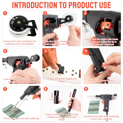 Soldering Gun Kit, Upgrade 120W Adjustable Temp Soldering Iron Set | Multi-Function Soldering Iron Kit for Electronics Welding Repair, Automatic Welding Gun for Home (11-Piece Set) (Black)