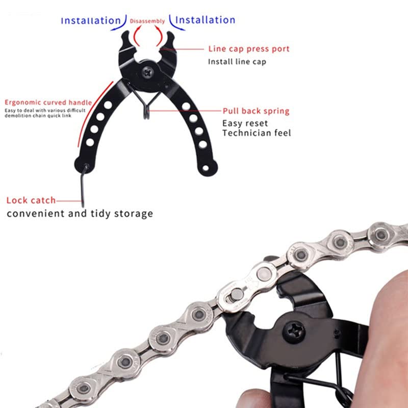 Ximimark 2 pcs Mini Chain Quick Link Tool Bicycle Chains Link Plier Mountain Bike Chain Clamp Magic Buckle Removal Installation Hand Tools