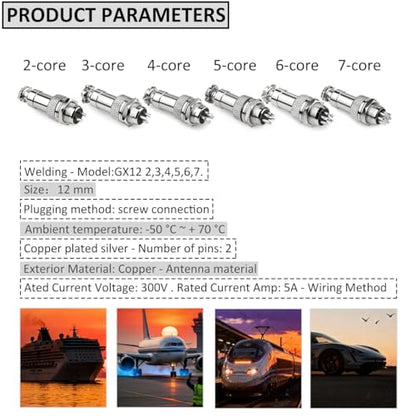 Clyxgs 2-Core Aviation Plug Connector Male Female 12mm Panel Mount Metal Wire Adapter Waterproof Cap 10PCS - style: GX12-2-10