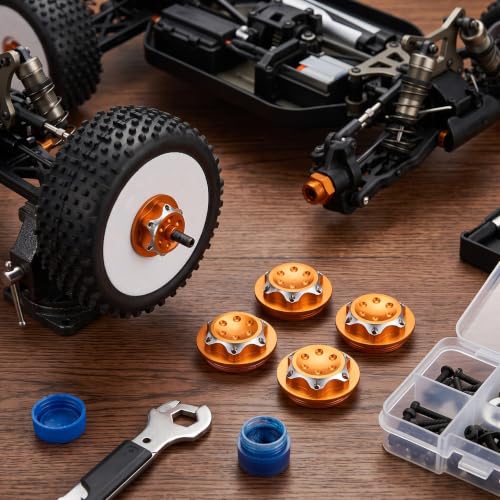 Tbest RC Hub Nut, 17mm 4Pcs Aluminium Alloy Hub Nut Wheel Accessory for 1/8 RC Car Model(Orange) Car Model Accessory Replacement Parts
