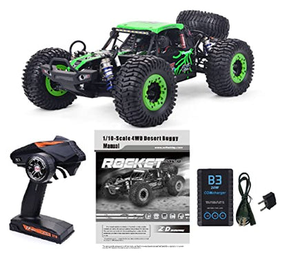 1/10 Scale 4WD RC Cars for Adults Brushless+Wheel，Max 43 MPH Off-Road Fast RC Cars (Green) - color: Green