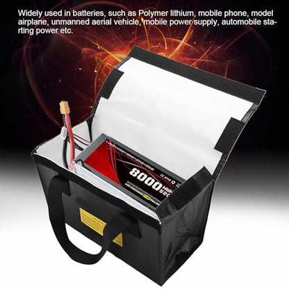 Lipo Safe Bag, Fireproof Explosionproof Lipo Battery Safe Bag, Large Space Lipo Battery Storage Guard Safe Pouch for Charge & Storage(Black)
