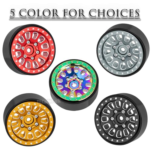 RC Wheel Rims for 1/18 TRX4M,1/24 SCX24 RC Crawler Car,4PCS RC 1.3 Beadlock Wheel Rims Aluminum Rings Deep Dish Wheel Rims,Colour - color: Colour - (1.3 Rims)