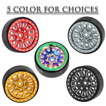 RC Wheel Rims for 1/18 TRX4M,1/24 SCX24 RC Crawler Car,4PCS RC 1.3 Beadlock Wheel Rims Aluminum Rings Deep Dish Wheel Rims,Colour - color: Colour - (1.3 Rims)