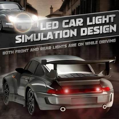 1:24 Scale RC Drift Car with LED Lights, 25km/h 4WD High Speed, Dual Batteries 50+ Min Play, 2.4GHz Remote Control, Multi-Surface Drift Tires, Racing Toy Vehicle for Adults Boys Girls, Silent Partner - color: 1:24 Silent Partner