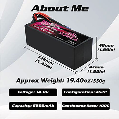 CNHL Purple Series 6200mAh 4S LiPo 14.8V 100C EC5 Plug Hard Case(2 Packs) | Premium hardcase RC battery built for RC car racing, trucks, truggies, buggies, tanks, and remote control boat models.