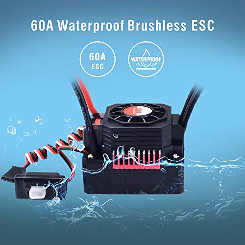 GoolRC Surpass Hobby 60A Brushless ESC Waterproof Electronic Speed Controller for 1/10 RC Car Truck Off-Road