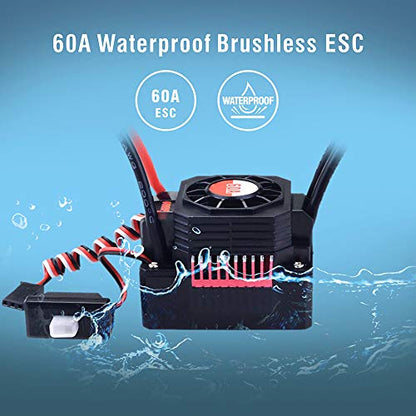 GoolRC Surpass Hobby 60A Brushless ESC Waterproof Electronic Speed Controller for 1/10 RC Car Truck Off-Road