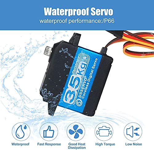 35KG Coreless Digital Motor Servo 7.4V High Speed High Torque Stainless Steel Gear Waterproof Standard Baja Servos 180 Degrees - size: 35KG-180°