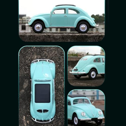 1/16 Scale D62MINI Retro RC Beetle Car, 2.4GHz 4CH Retro Racing Sport Car with High Speed & LED Light, Mini Drift Cars Gift for Adult(Blue/2 Battery)