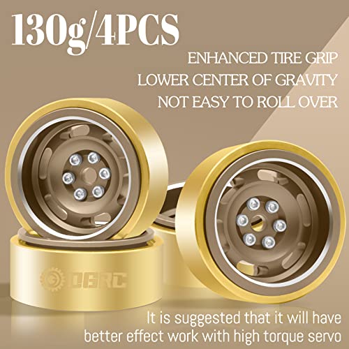 OGRC 1.0 Beadlock Wheels 3mm Negative Offset Wheel Rims 32g Heavy Crawler Wheels with Brass Wheel Rings for TRX4M SCX24 Axial AX24 FMS FCX24 1/18 1/24 RC Upgrade Parts - Bronze - color: Bronze