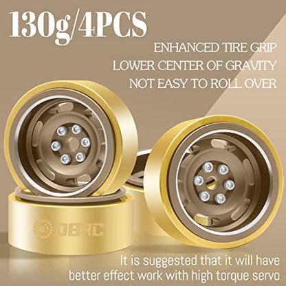 OGRC 1.0 Beadlock Wheels 3mm Negative Offset Wheel Rims 32g Heavy Crawler Wheels with Brass Wheel Rings for TRX4M SCX24 Axial AX24 FMS FCX24 1/18 1/24 RC Upgrade Parts - Bronze - color: Bronze
