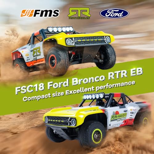 BEEZRC FMS 1/18 FSC18 Ford Bronco RTR EB RC Short Course Truck High Speed RC Off-Road Brushless 4x4 RC Truck RC Car Hobby RC Waterproof Remote Control Car for Adults Racing Livery 2024 RS(No Battery) - color: 2024