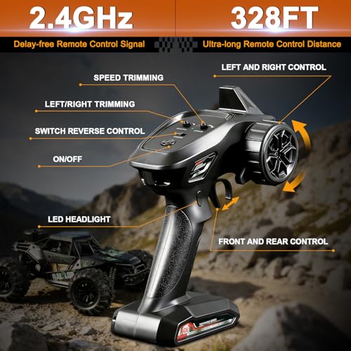 Fast Remote Control Car, RC Cars 1:16 4WD High Speed Motor | for Adults 30+KPH 2.4GHz Remote Control with No Delay Off Road RC Truck All Terrains RC Cars for Professional Enthusiast