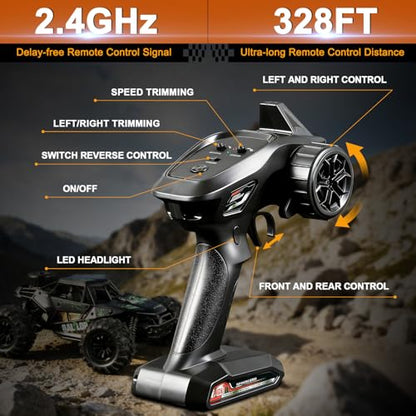 Fast Remote Control Car, RC Cars 1:16 4WD High Speed Motor | for Adults 30+KPH 2.4GHz Remote Control with No Delay Off Road RC Truck All Terrains RC Cars for Professional Enthusiast