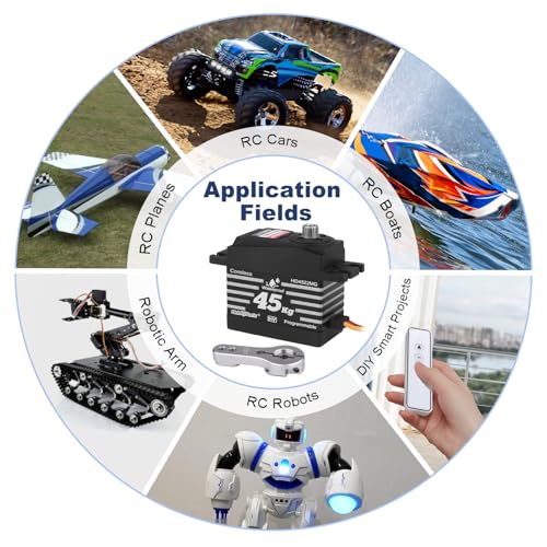 HobbyPark 45kg Servo High Torque Waterproof RC Steering Servo Metal Gear Digital Servo Stainless Steel Gears for 1/7 1/8 1/10 RC Crawler Car Truck Buggy Powerful & Fast (Coreless Motor)