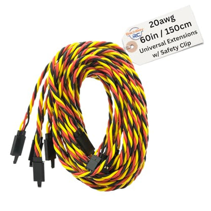 BackBayRC - 60in 20awg Male/Female w/Clip Universal Servo Extension - 5 Pack - style: 60in Male/Female Extension w/ Safety Clip
